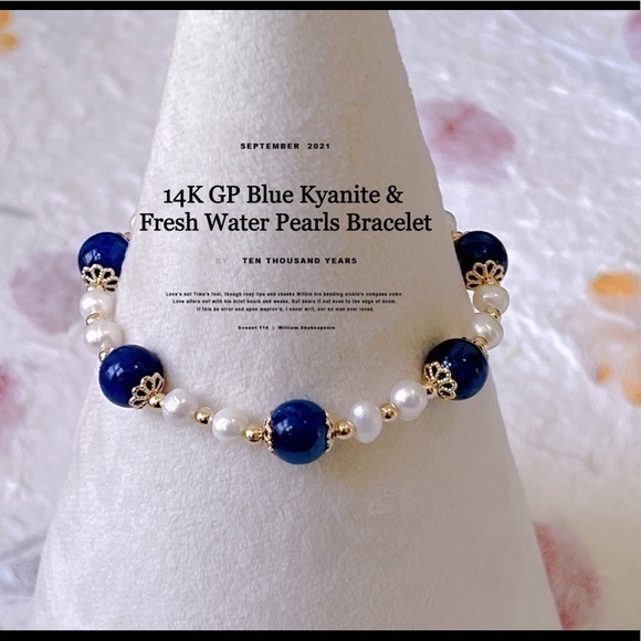 - 14K GP Bluekyanite& Fresh water Pearls Bracelet B-8